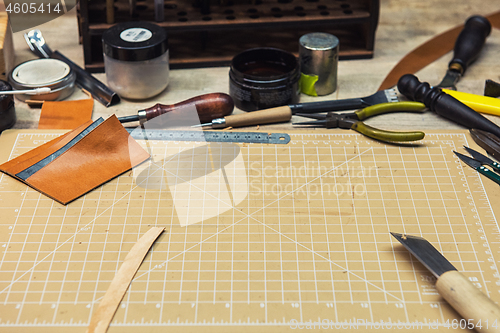 Image of Leathermaker\'s work desk