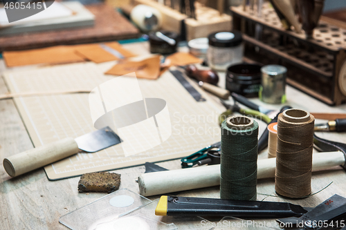 Image of Leathermaker\'s work desk