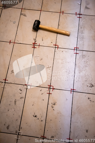 Image of Ceramic tiles and tools for tiler