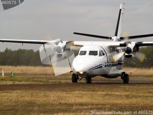 Image of Commuter plane on taxiway