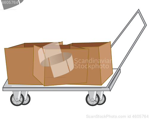 Image of Vector illustration empty cardboard box on pushcart