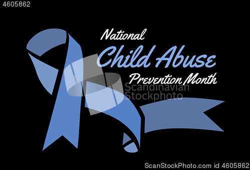 Image of National Child Abuse Prevention Month. Vector illustration with blue ribbon