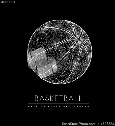 Image of Basketball ball from lines and dots. Polygonal mesh vector 3d illustration