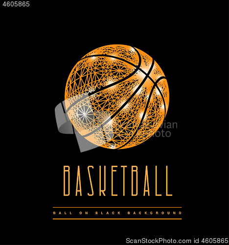 Image of Basketball ball from lines and dots. Polygonal mesh vector 3d illustration