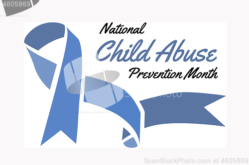 Image of National Child Abuse Prevention Month. Vector illustration with blue ribbon