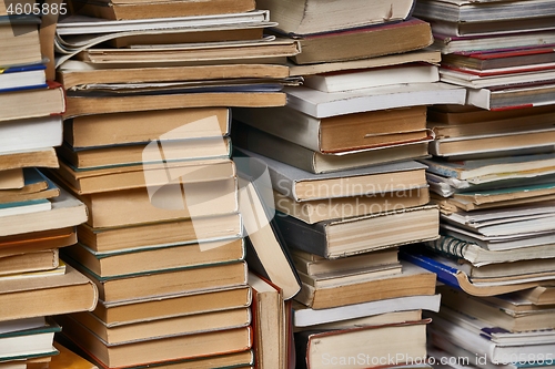 Image of Wall of books piled up