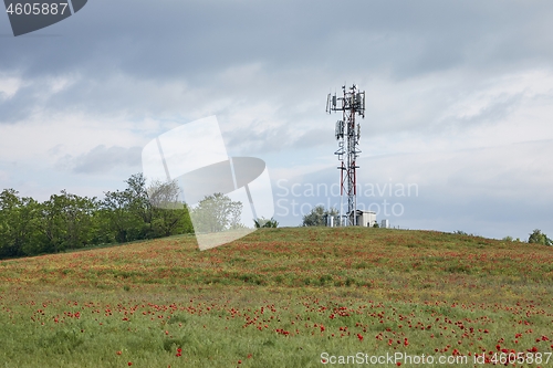 Image of Transmitter towers on a hill