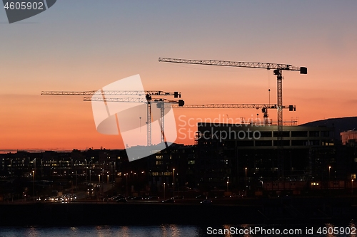 Image of Tall Construction Cranes