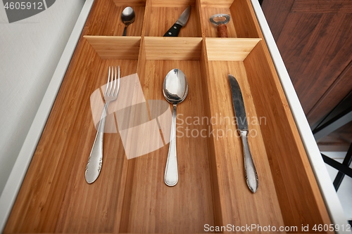 Image of Minimalist kitchen tools put away in a drawer