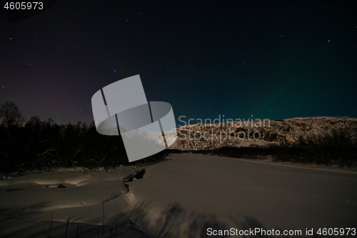 Image of Aurora Borealis, River Eibyelva, Alta, Norway