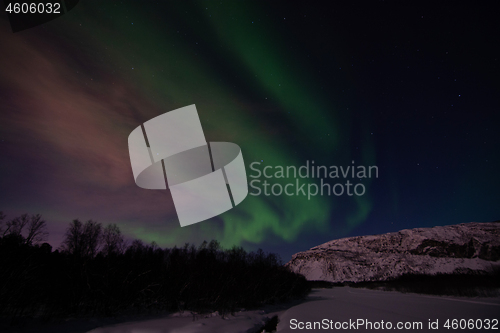 Image of Aurora Borealis, River Eibyelva, Alta, Norway