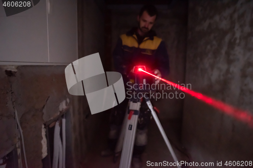 Image of Laser equipment at a construction site