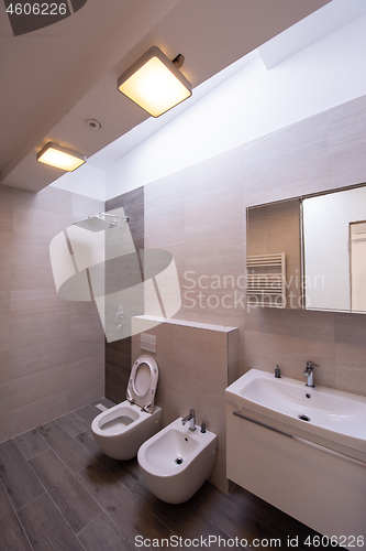 Image of unfinished stylish bathroom interior