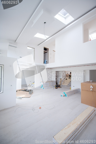 Image of Interior of unfinished two level apartment