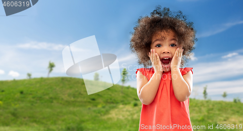 Image of surprised or scared little african american girl