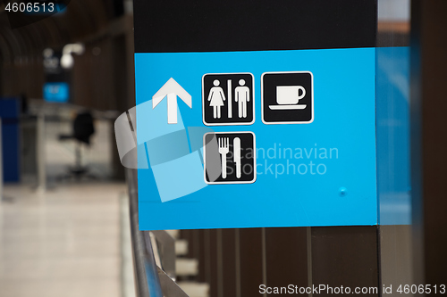 Image of Toilet sign in a building