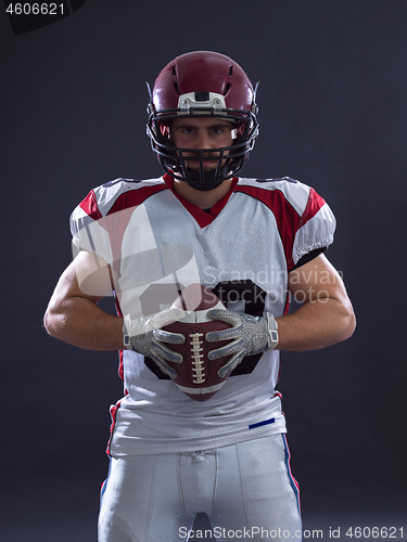 Image of American Football Player isolated on gray