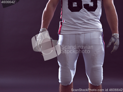 Image of closeup American Football Player isolated on gray