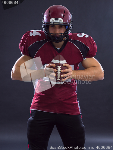 Image of American Football Player isolated on gray