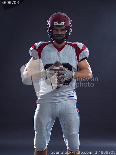 Image of American Football Player isolated on gray