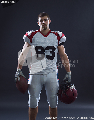 Image of American Football Player isolated on gray