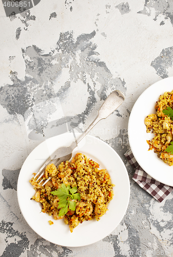 Image of bulgur with shrimps