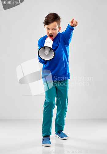 Image of angry boy speaking to megaphone