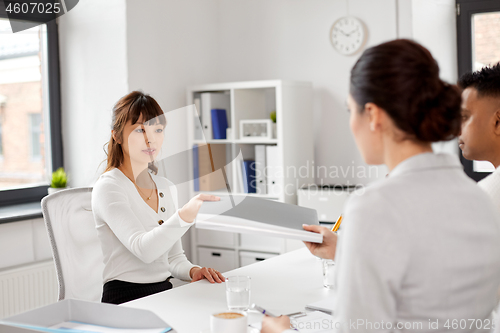 Image of employee having job interview with recruiters