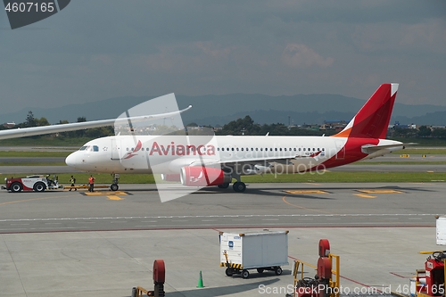 Image of Avianca plane at the airport of Bogota