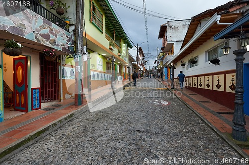 Image of Guatape Colombia colorful street view