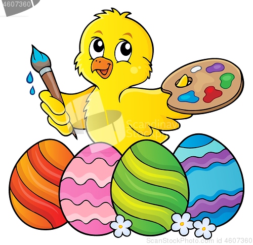 Image of Easter eggs and chicken painter topic 1