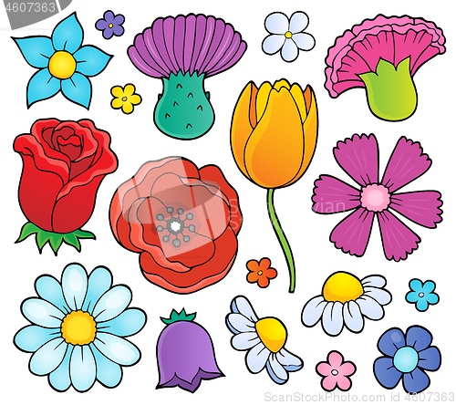 Image of Various flower heads theme set 1