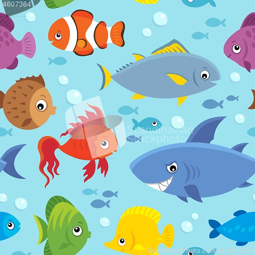 Image of Seamless background stylized fishes 5