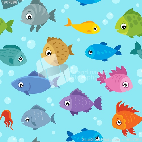 Image of Seamless background stylized fishes 3