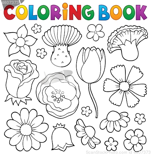 Image of Coloring book various flower heads set 1