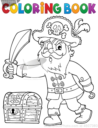 Image of Coloring book pirate holding sabre 1