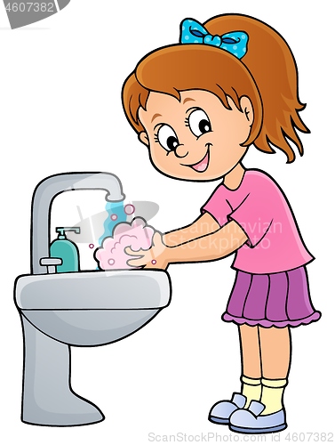 Image of Girl washing hands theme 1