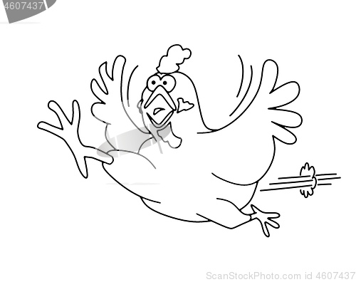 Image of running chicken outline graphic for colouring books