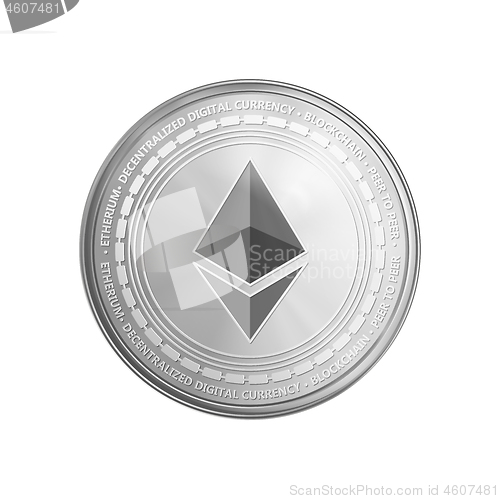 Image of Silver ethereum coin symbol.