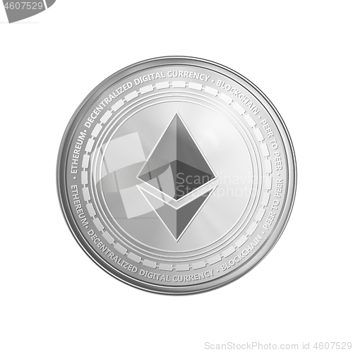Image of Silver ethereum coin symbol.