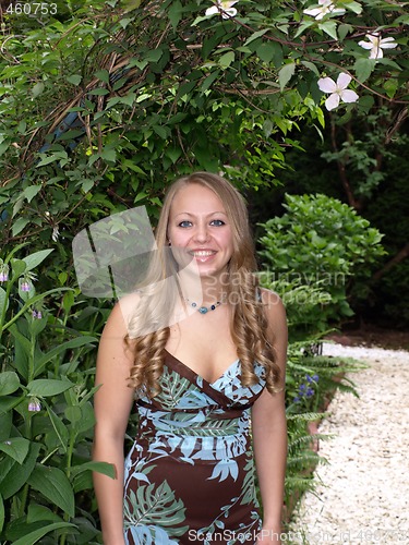 Image of Smiling Girl on a Path