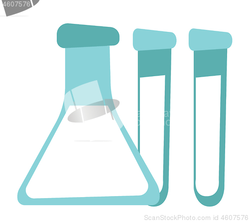 Image of Beaker and test tubes vector cartoon illustration.