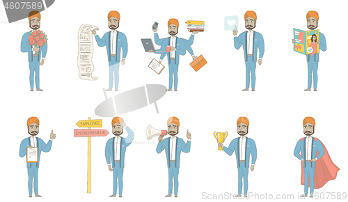 Image of Indian businessman vector illustrations set.