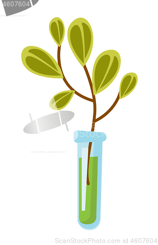 Image of Test tube with sprout vector cartoon illustration.