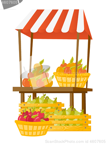 Image of Stand with fruit vector cartoon illustration.