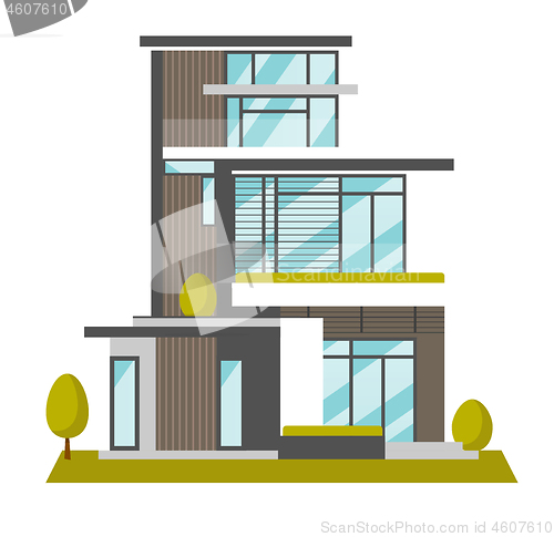 Image of Big modern house vector cartoon illustration.