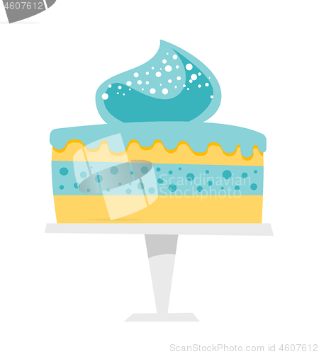 Image of Cake on a cake stand vector cartoon illustration.