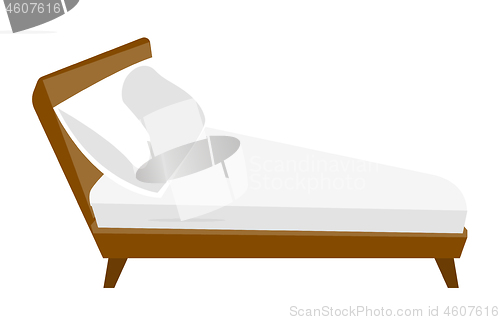 Image of Bed with white linen vector cartoon illustration.