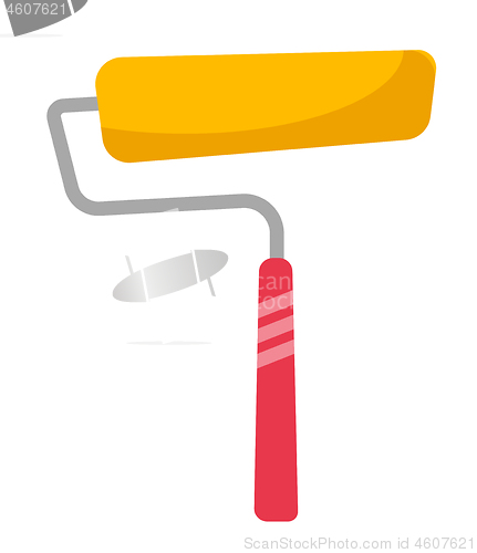 Image of Yellow paint roller vector cartoon illustration.