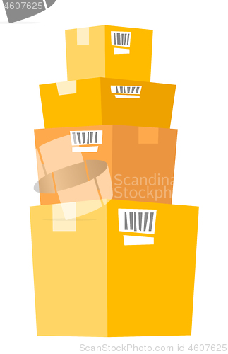 Image of Stack of cardboard boxes vector illustration.